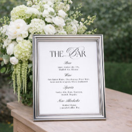 Poster Elegant Classy Black and White Wedding Bar