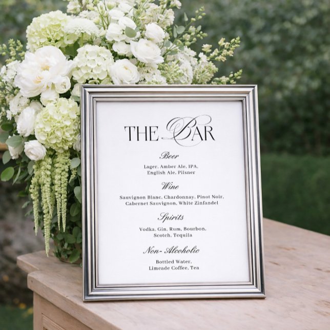 Poster Elegant Classy Black and White Wedding Bar (Criador carregado)