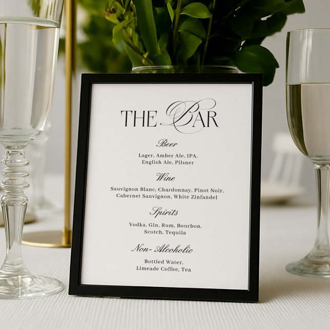 Poster Elegant Classy Black and White Wedding Bar (Criador carregado)