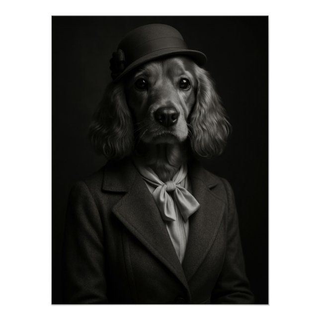 Póster Elegant Cocker Spaniel in Cloche Hat & Scarf (Frente)