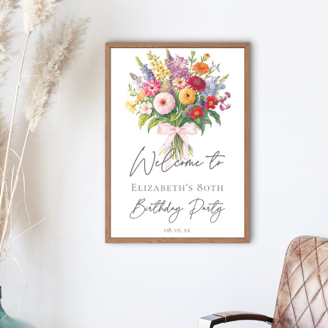 Poster Elegant Colorful Garden Flowers Bouquet Birthday (Criador carregado)