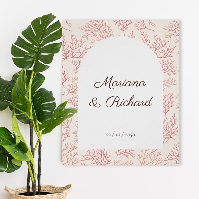 Póster Elegant Coral Reef Wedding Poster (Criador carregado)
