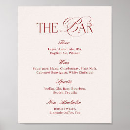 Poster Elegant Cream & Burgundy Wedding Bar