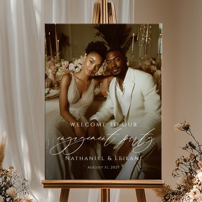 Poster Elegant engagement party welcome photo  (Criador carregado)