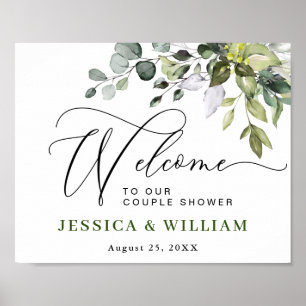 Poster Elegant Eucalyptus COUPLE SHOWER Welcome Sign