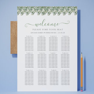 Poster Elegant Eucalyptus Greenery Wedding Seating Chart