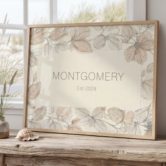 Poster Elegant Family Last Name Wall Art Minimalist Sign