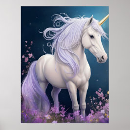 Poster Elegant Fantasy Magical Unicorn Horse AI Art