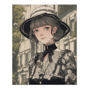 Póster Elegant Fantasy Roupa - Na moda Anime LBD AI