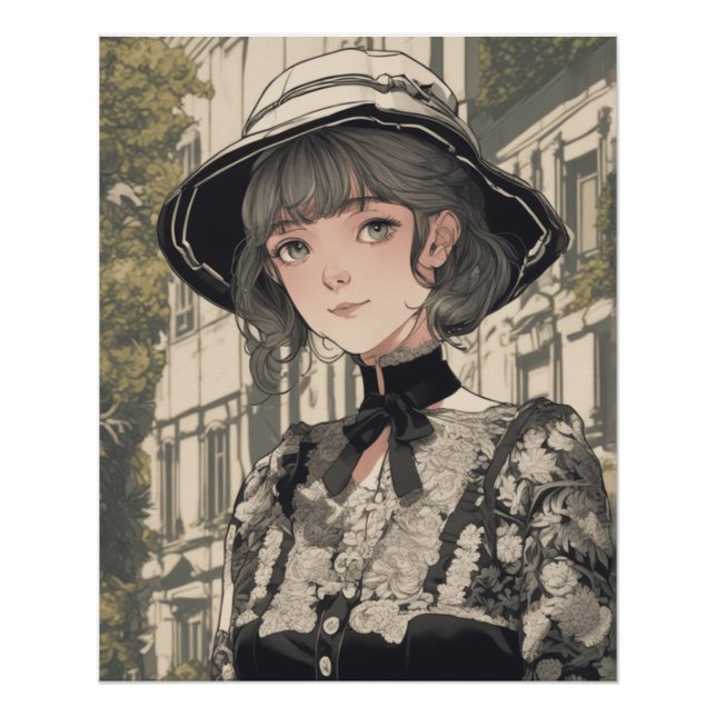 Póster Elegant Fantasy Roupa - Na moda Anime LBD AI (Frente)