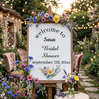 Poster Elegant Floral Bridal Shower Welcome Sign