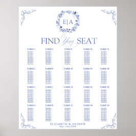 Poster Elegant Floral Wreath Wedding Seating Chart