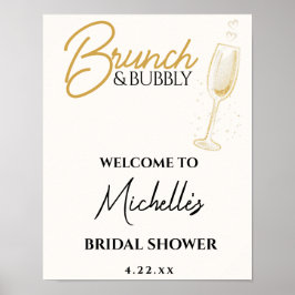 Poster Elegant Gold Brunch & Bubbly Bridal Shower Sign