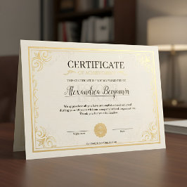 Poster Elegant Gold Certificate of Achievement Template
