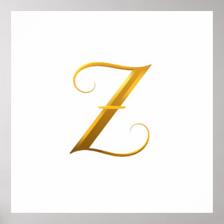 Poster Elegant Gold Letter Z on Light Background