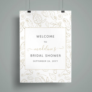 Poster Elegant Gold Sea Ocean Bridal Shower Welcome