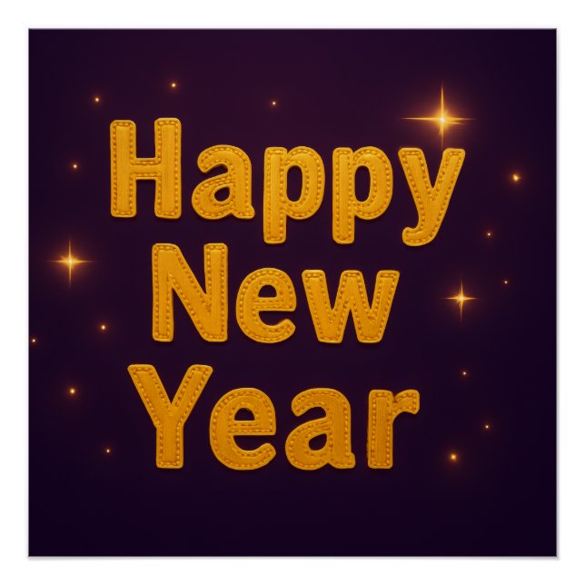 Póster Elegant Gold Stitched Typography Classy Party (Frente)