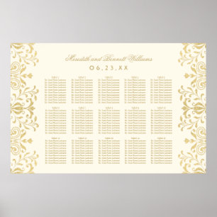 Poster Elegant Ivory Gold Vintage Glamour Wedding Seating