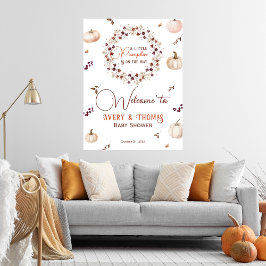 Poster Elegant Ivory Pumpkin Fall Baby Shower Welcome