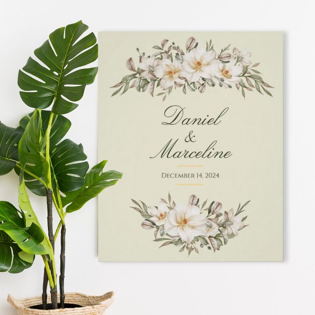Póster Elegant Magnolia Floral Wedding Poster (Criador carregado)
