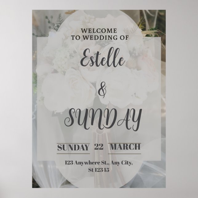 Poster Elegant Minimalist Wedding Welcome Sign (Frente)
