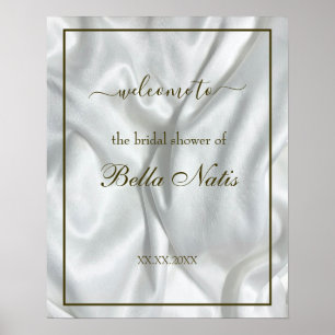 Poster Elegant Modern Satin Bridal Shower Welcome Sign