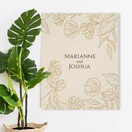 Póster Elegant Neutral Floral Wedding Poster
