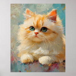 Poster Elegant Persian Kitten – Cute Pastel Digital Portr
