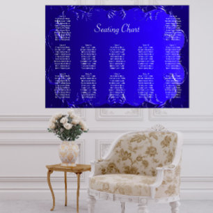 Poster Elegant Royal Blue Wedding Reception Seating Chart