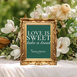 Poster Elegant Sage Green Love is Sweet Wedding Dessert