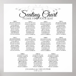 Poster Elegant Simple 11 Table Wedding Seating Chart