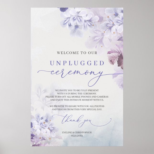 Poster Elegant soft pastel purple boho unplugged ceremony (Frente)