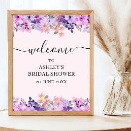 Poster Elegant Spring Bridal Shower with Purple Flowers