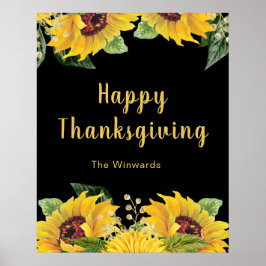 Poster Elegant Sunflowers and Foliage Thanksgiving Party