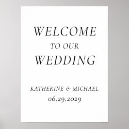 Poster Elegant Timeless White Wedding Reception Sign