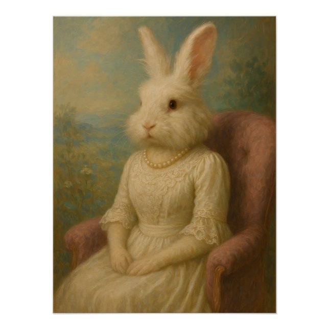 Póster Elegant Victorian Lady Rabbit Anthropomorphic (Frente)