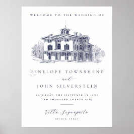 Poster Elegant Vintage Italian Villa Welcome Wedding