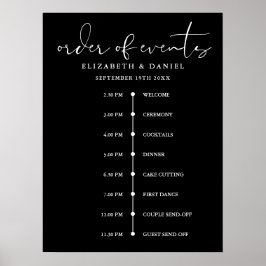 Poster Elegant Wedding Order Of Events Timeline Sign