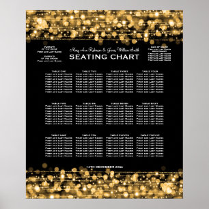 Poster Elegant Wedding Seating Chart Party Sparkles Gold