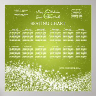 Póster Elegant Wedding Seating Chart Sparkling Wave Lime