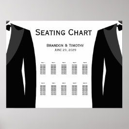 Poster Elegant White Gay Wedding Seating Chart