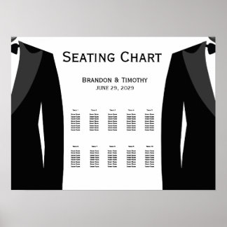 Poster Elegant White Gay Wedding Seating Chart