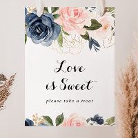 Elegant Winter Floral Love Is Sweet Sign