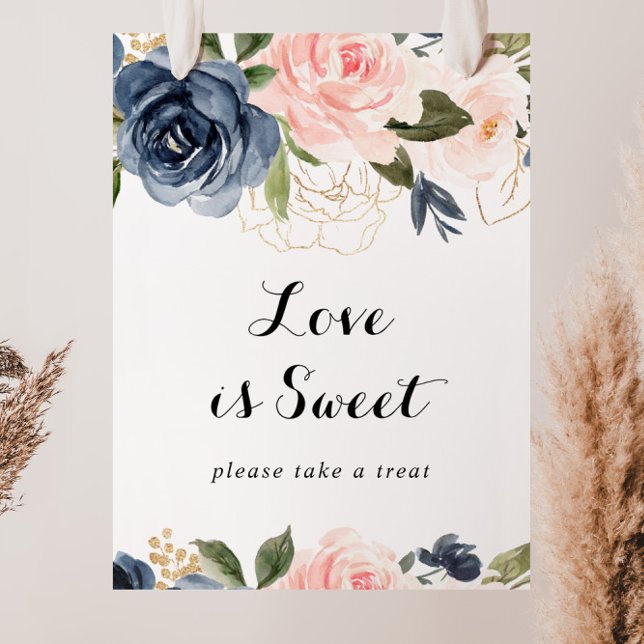 Poster Elegant Winter Floral Love Is Sweet Sign (Criador carregado)