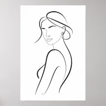 Elegant Woman with Hat Minimalist Line Art