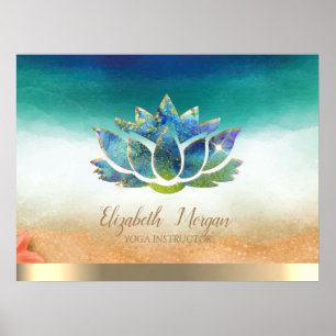Poster Elegant Yoga Instructor Blue Lotus   