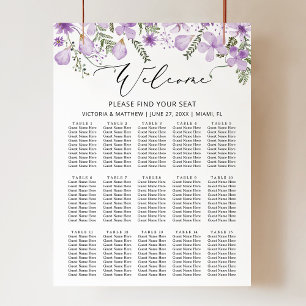 Poster Elegante 15 Mesas Casamento Roxo