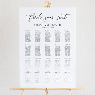 Poster Elegante 20 Mesa Encontre seu gráfico de assentos