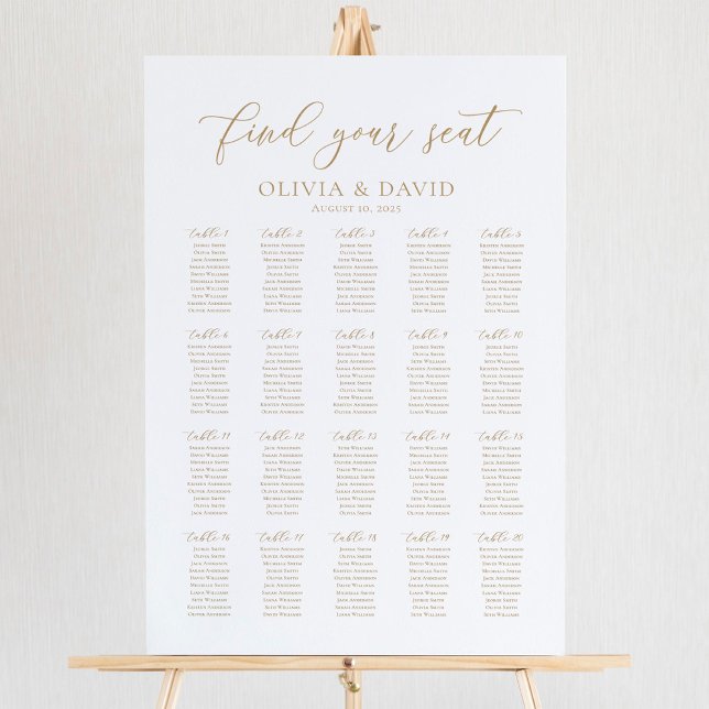 Poster Elegante 20 Mesa Encontre seu gráfico de assentos (Criador carregado)