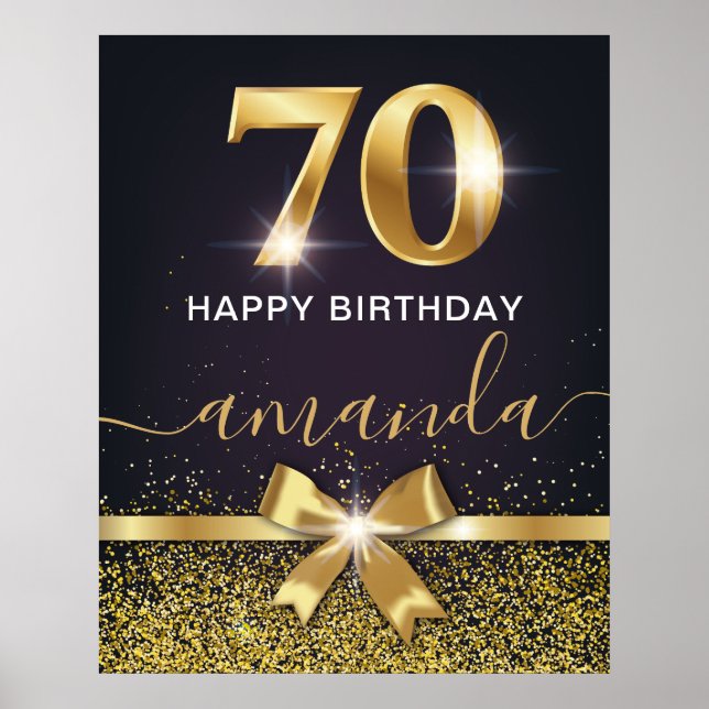 Poster Elegante 70 e fabuloso 70 de Glitter Dourado Anive (Frente)